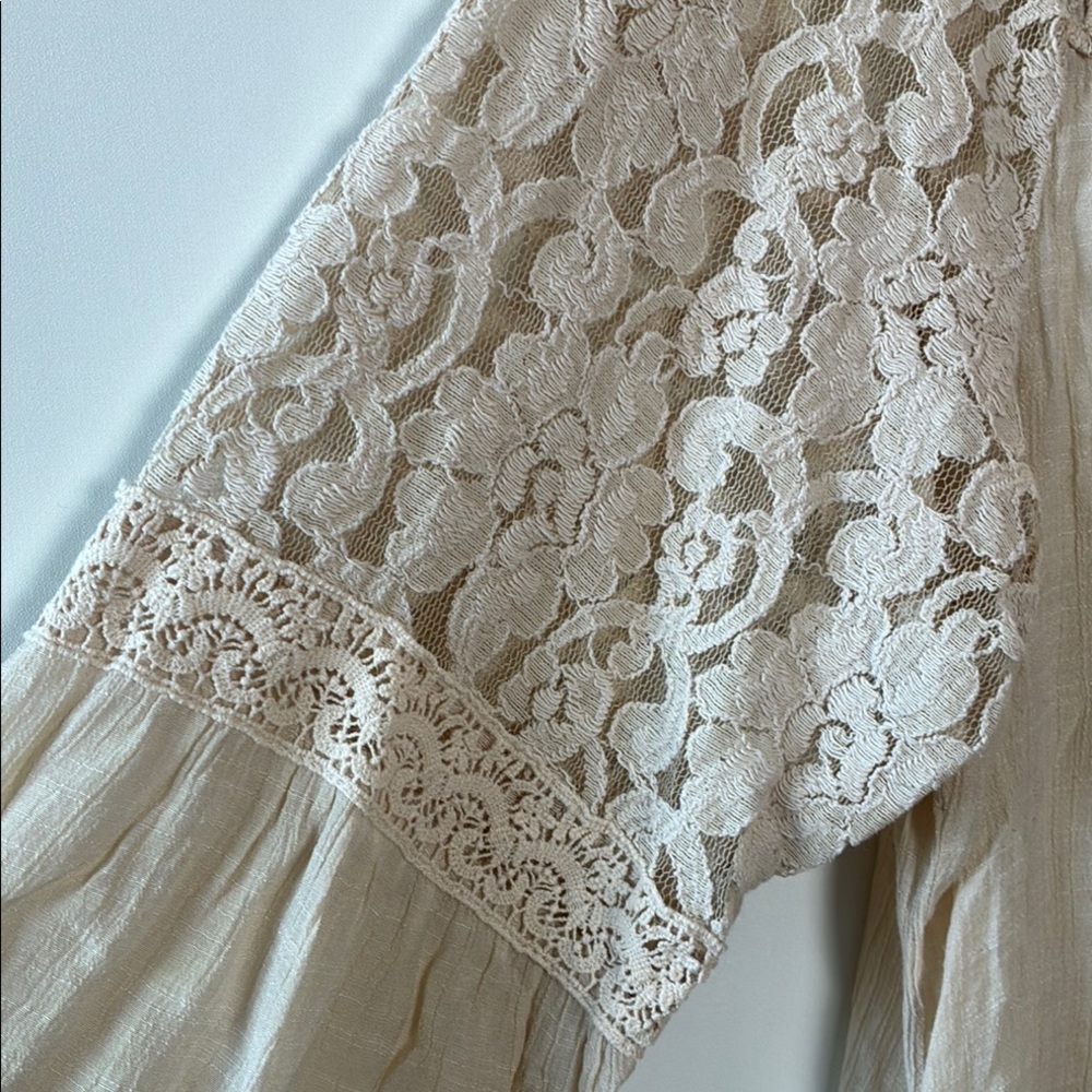 Westport Cream Crochet Lace Detail Blouse - 3/4 Bell Sleeve - Picture 5 of 10